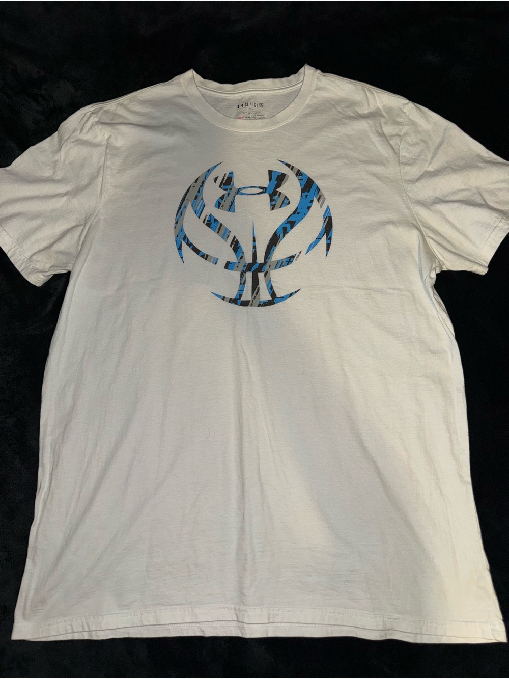 Under Armour White Short-Sleeve Tee with Blue and Black Logo